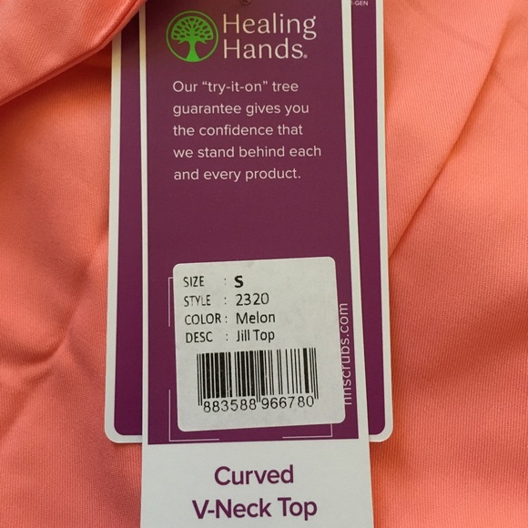 V-Neck Scrub Top, Healing Hands Purple Label, Jill Curved, Small in Melon, NWT - Picture 8 of 12